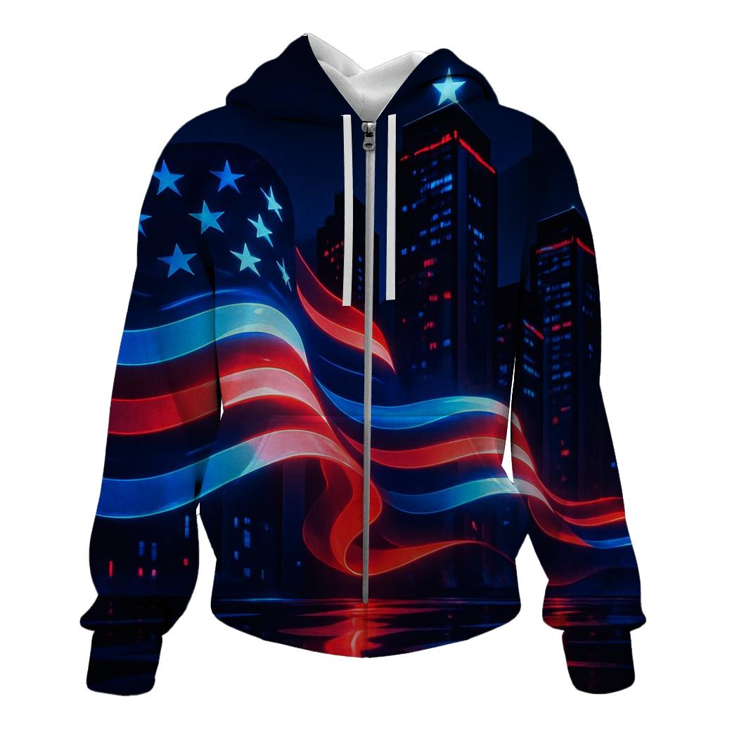Neon Skyline Banner premium hoodies