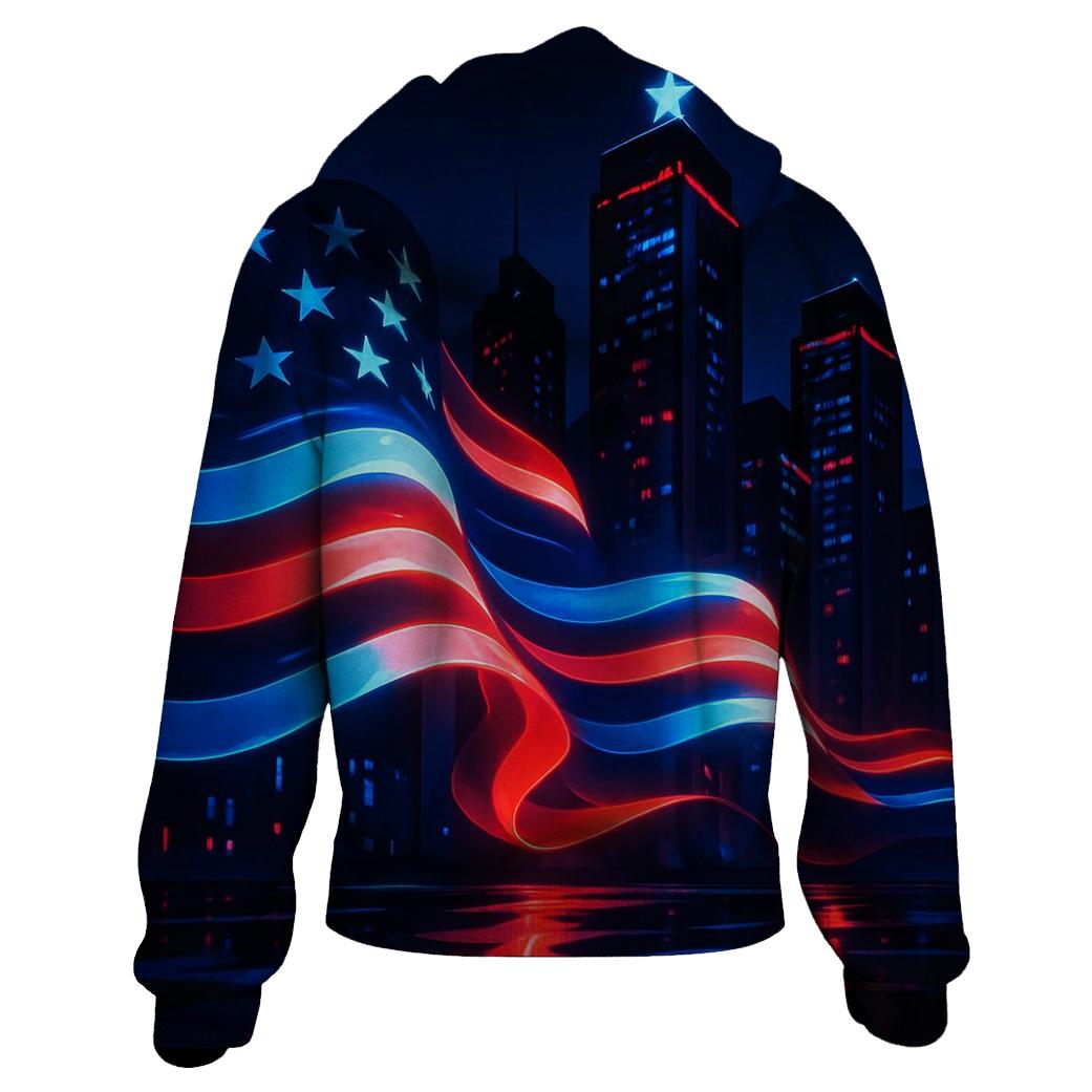 Neon Skyline Banner premium hoodies