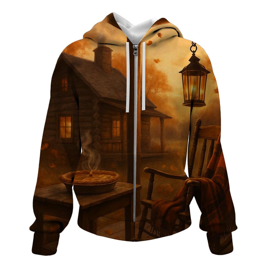 Cozy Cabin Sunset graphic hoodies
