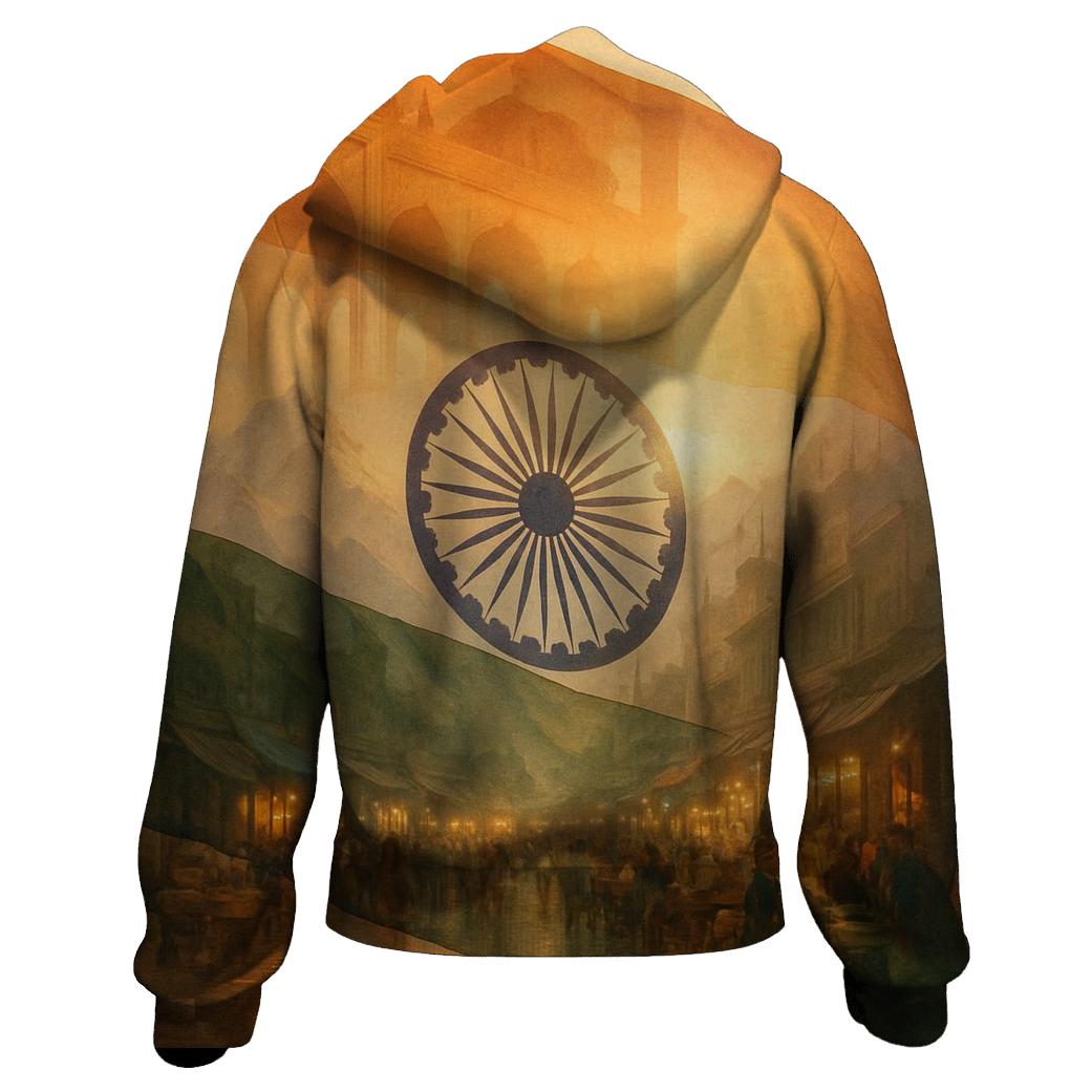India Double Exposure Heritage zip-up hoodies