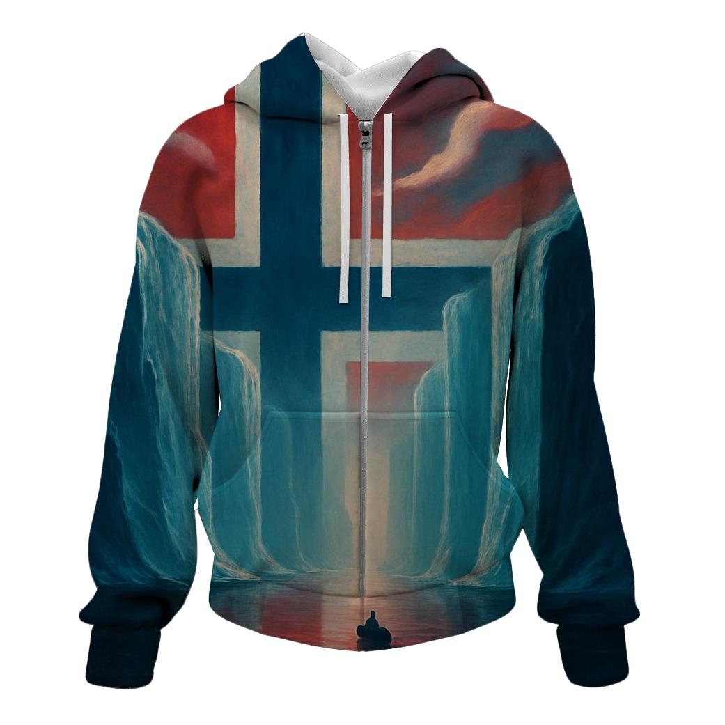 Norway Fjord Banner embroidered hoodies