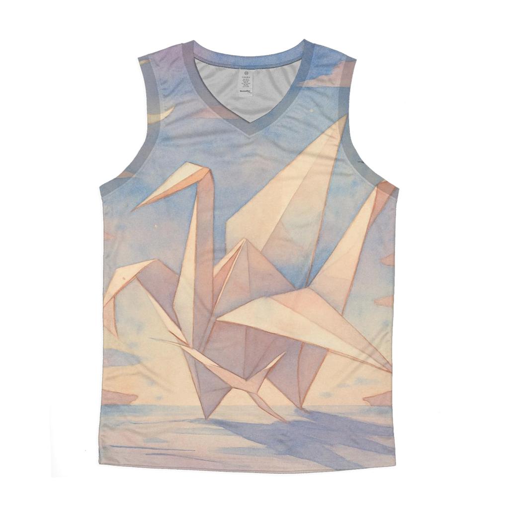 Moonlit Origami Crane personalized athletic tanks