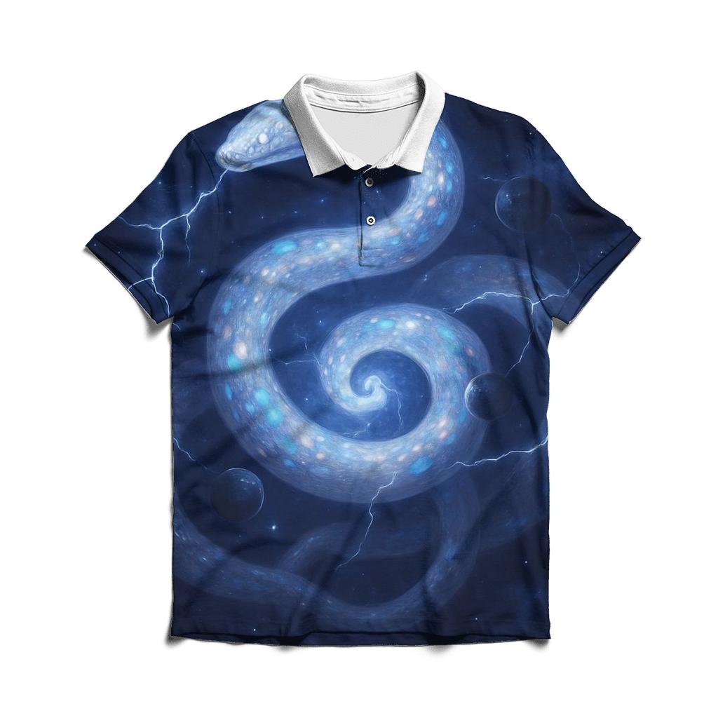 Stardust Serpent Coil embroidered polo tops