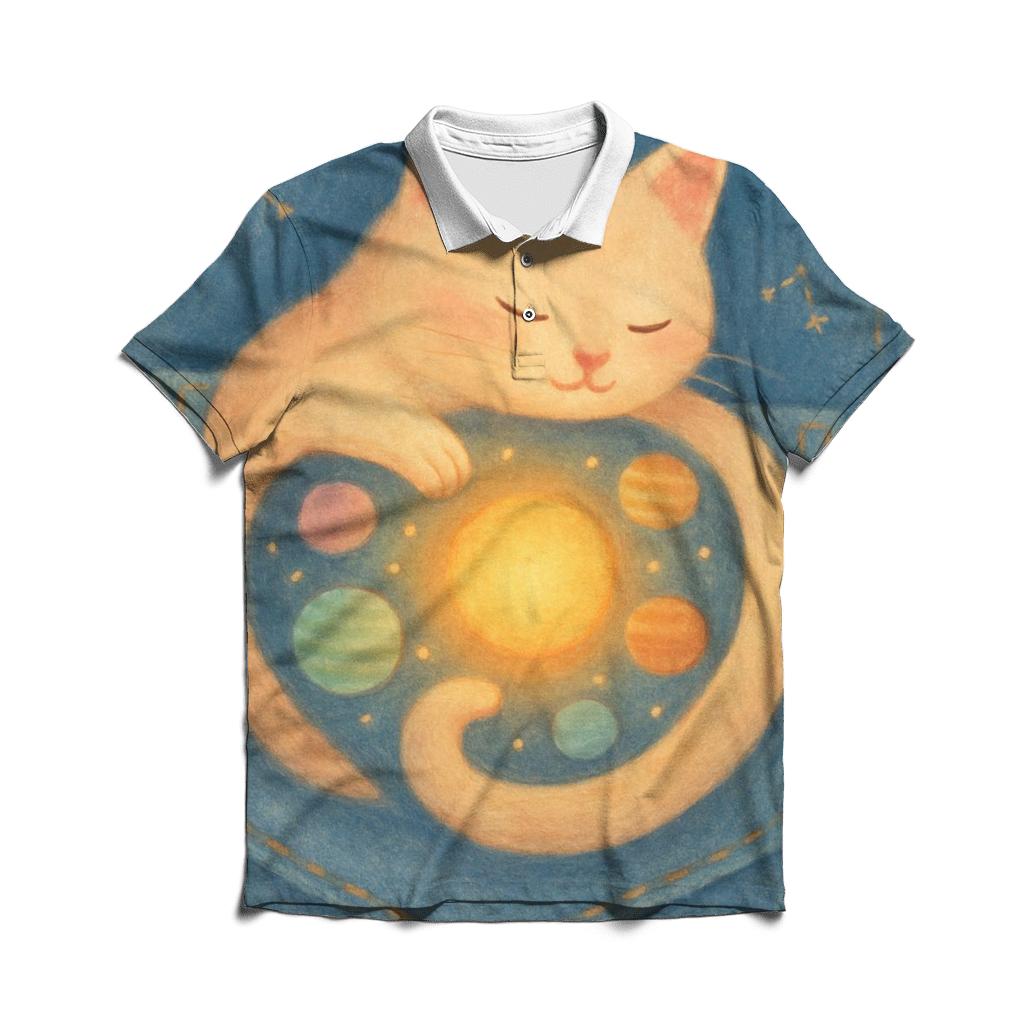 Pocket Universe Cat designer slim fit polos