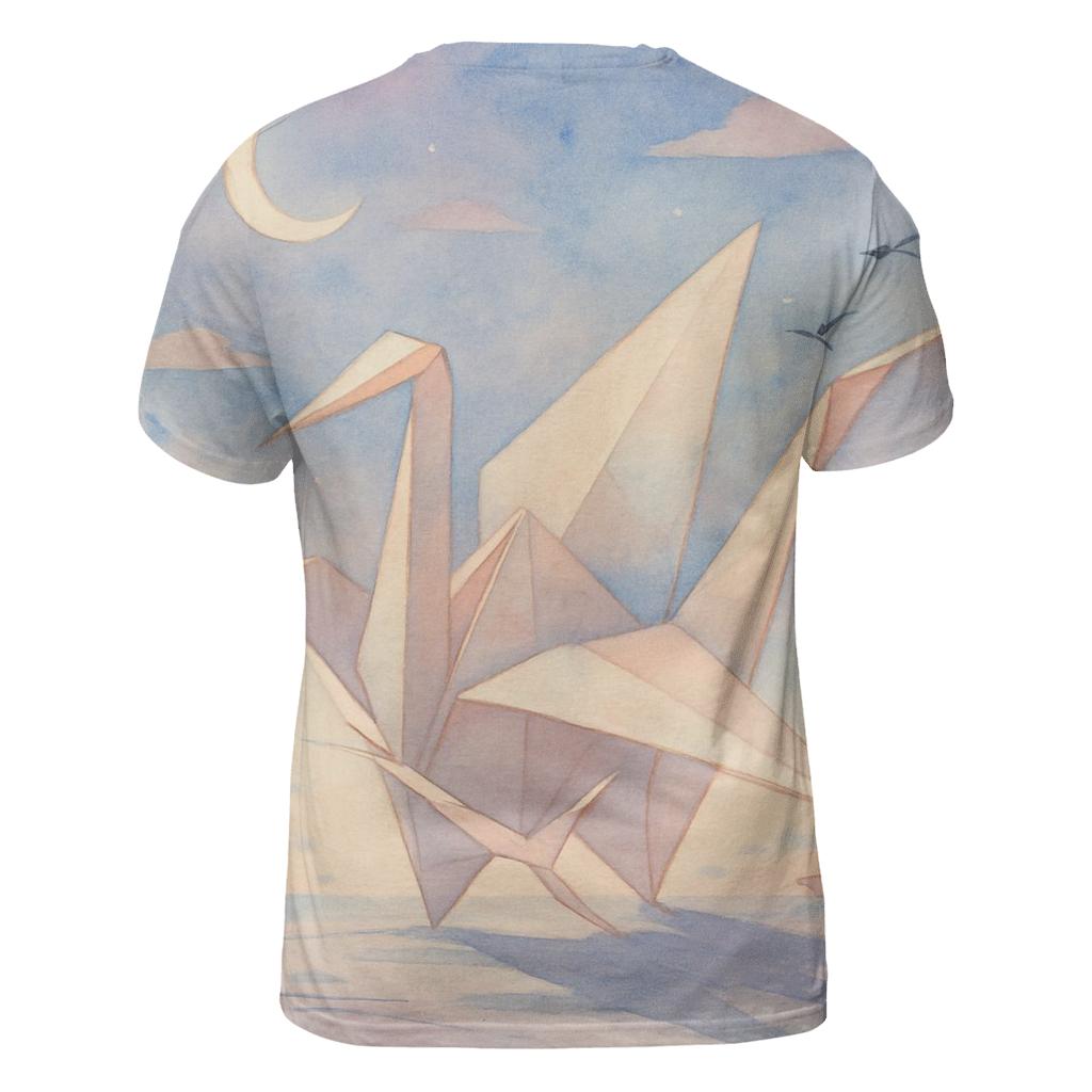 Moonlit Origami Crane artistic all-over print tops