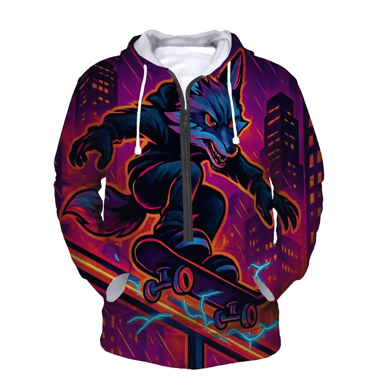 Thunderbolt Skate Fox embroidered hoodies