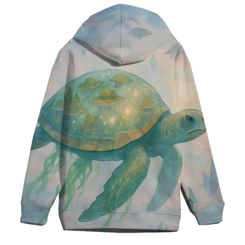Crystal Drift Turtle printed hoodies