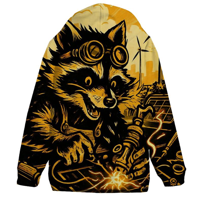 Solar Punk Raccoon designer hoodies