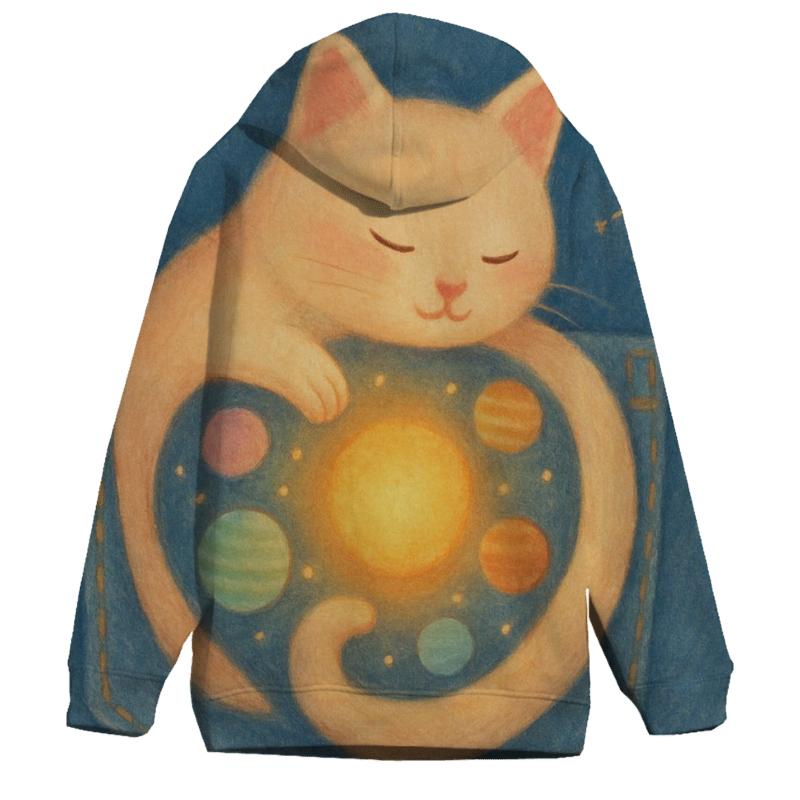 Pocket Universe Cat printed hoodies