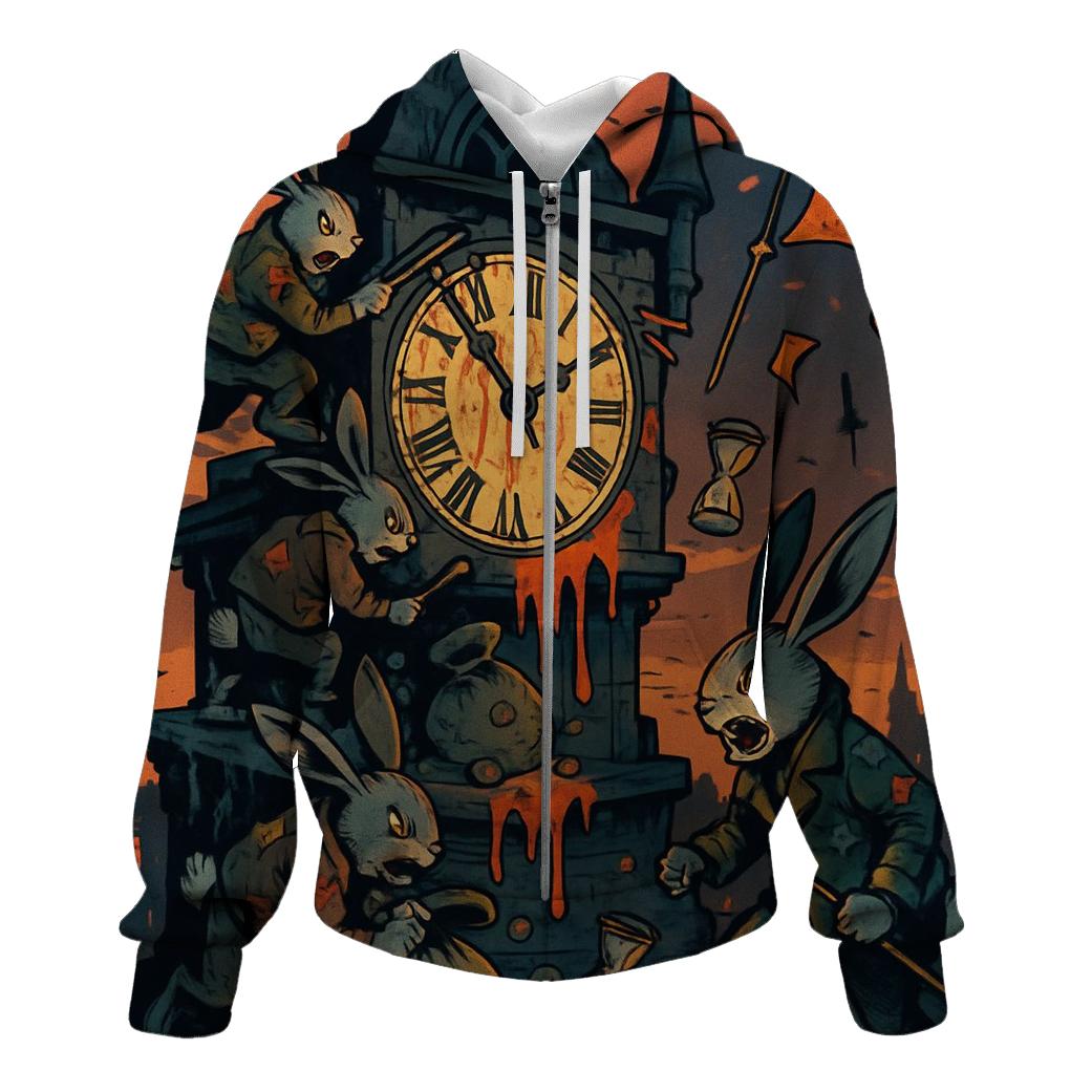 Clocktower Rabbit Riot zip-up hoodies