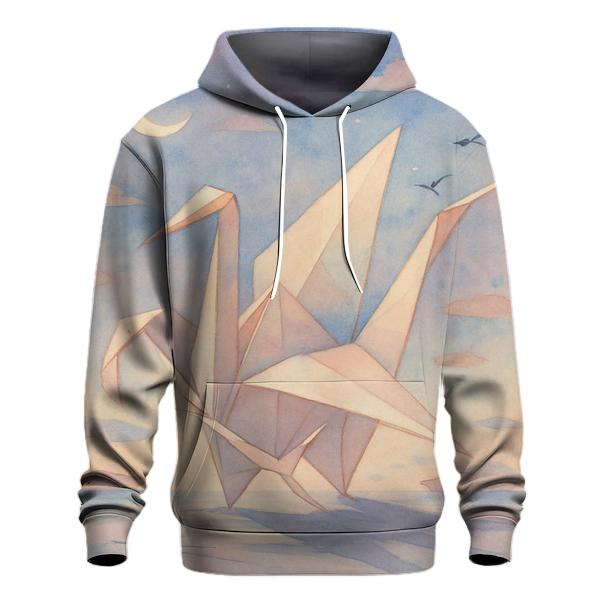 Moonlit Origami Crane designer hoodies
