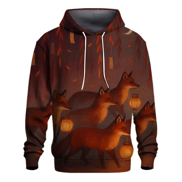Lantern Fox Procession graphic hoodies