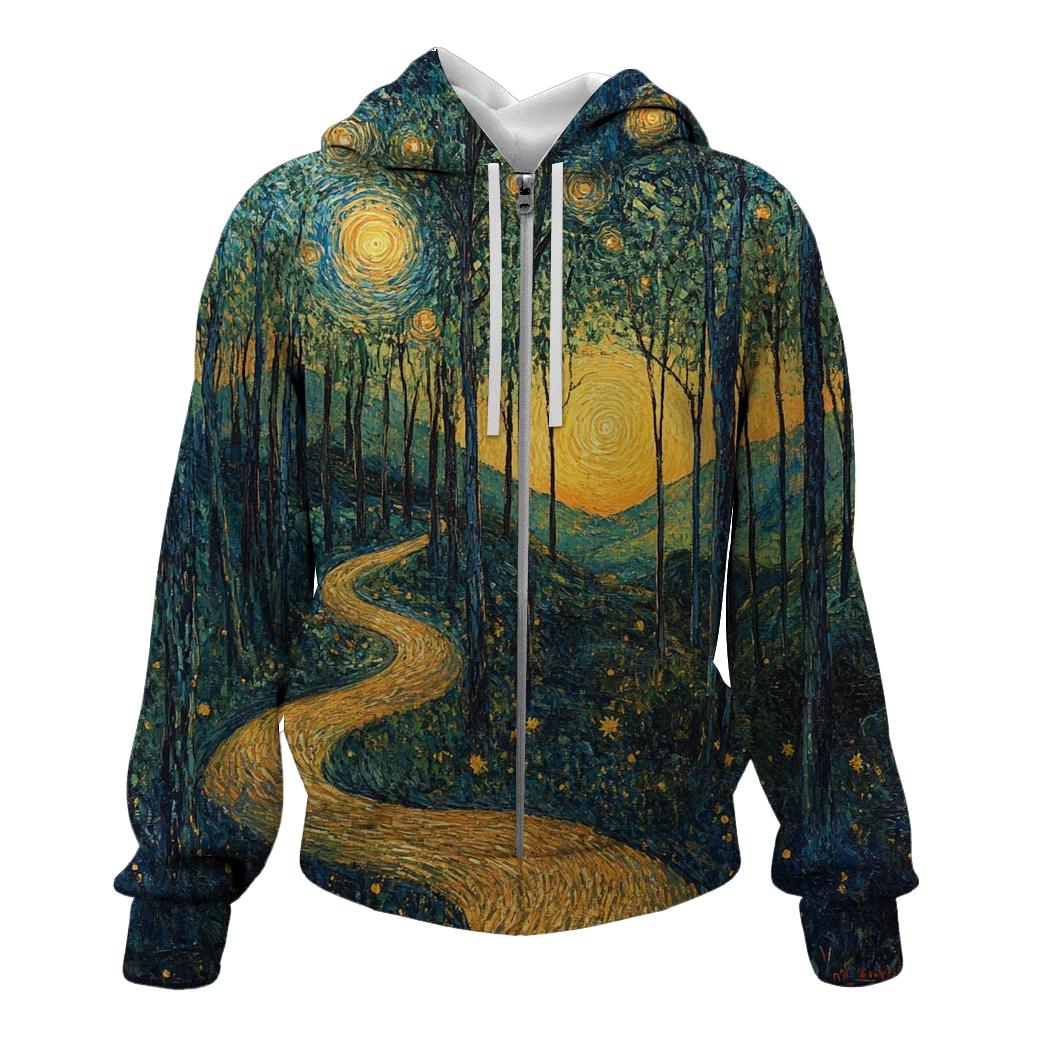 Van Gogh Inspired Forest At Sunrise hoodies fashion
