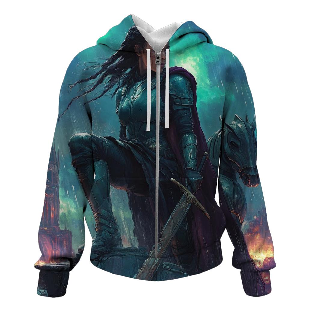 Tessa Thompson: Valkyries Reforged Under Celestial Storms embroidered hoodies