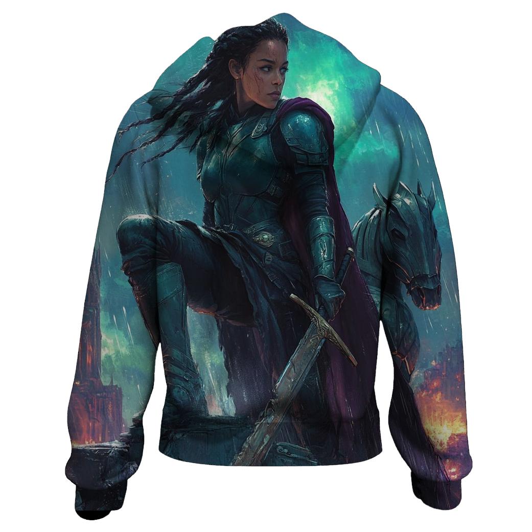 Tessa Thompson: Valkyries Reforged Under Celestial Storms embroidered hoodies