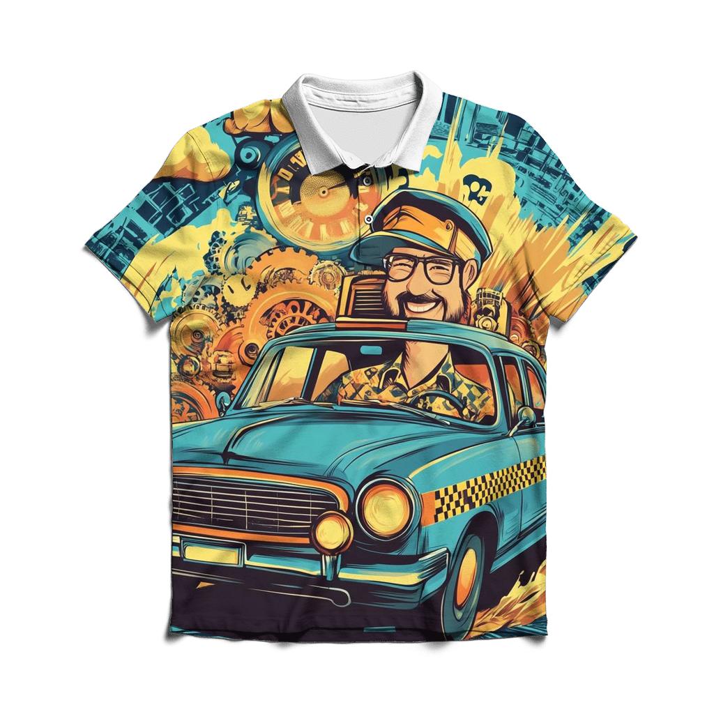 Time-Traveling Cartoon Cab stylish collar polo tees