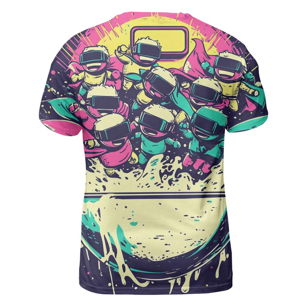 Cosmic Cereal Rumble vibrant all-over design tees