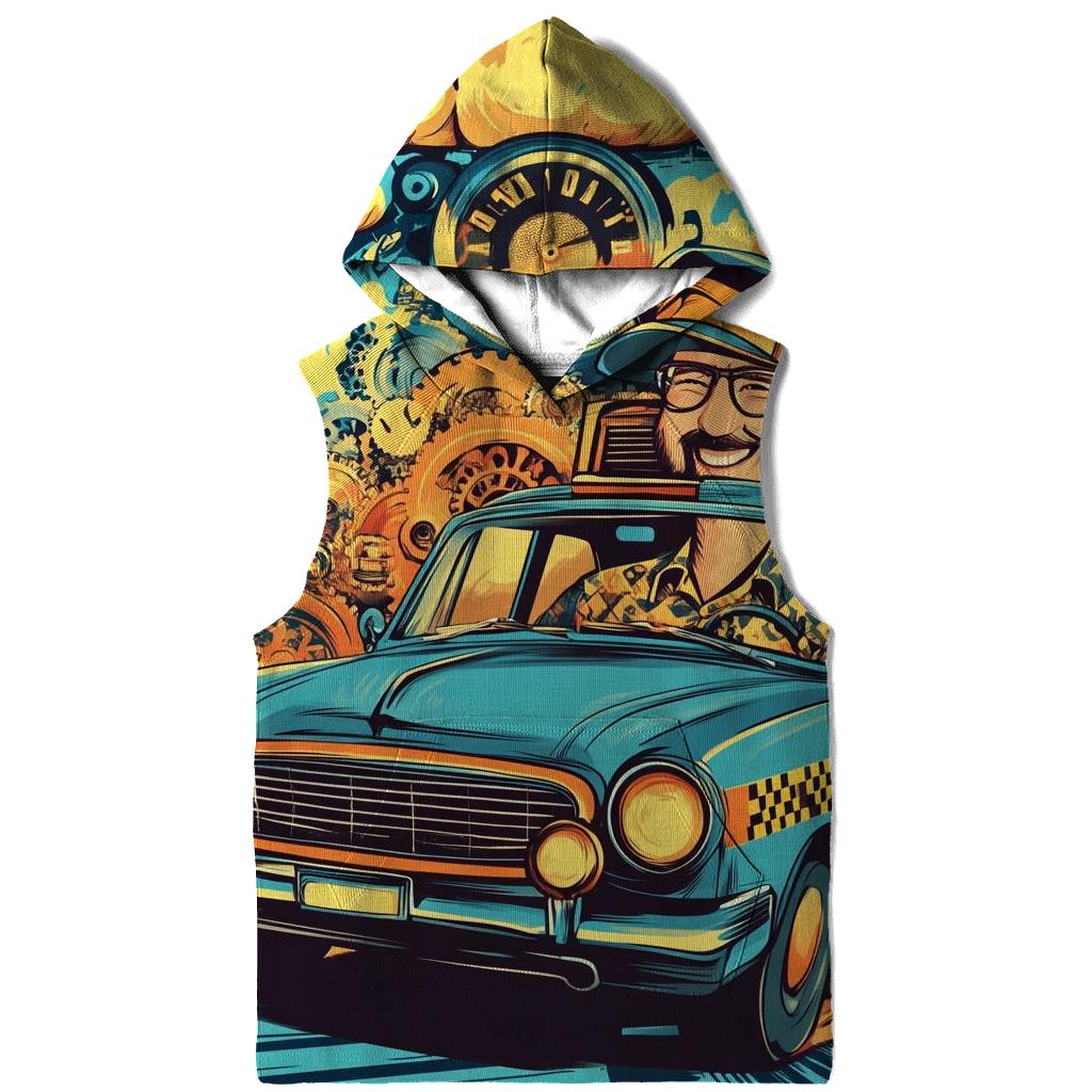 Time-Traveling Cartoon Cab embroidered hoodies
