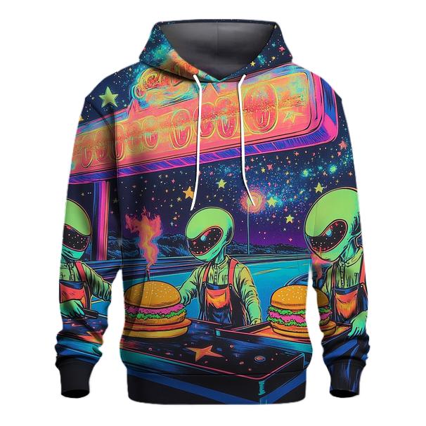 Neon Diner Aliens embroidered hoodies