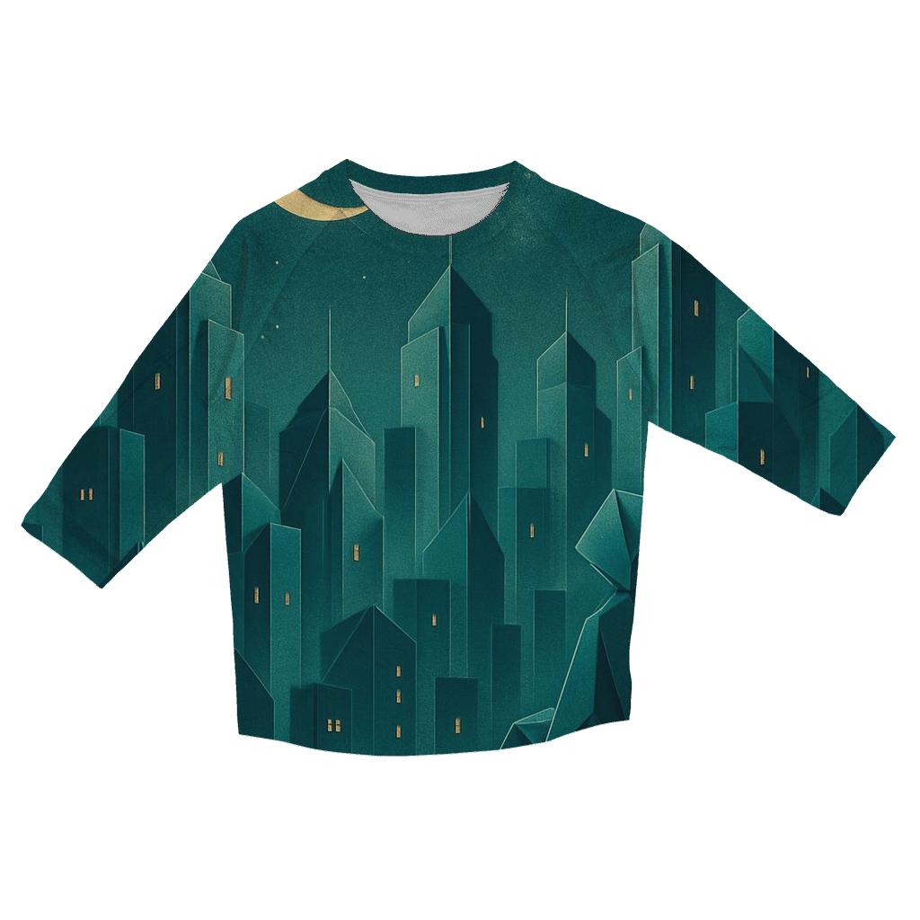 Luminous Origami City casual three quarter sleeve shirts