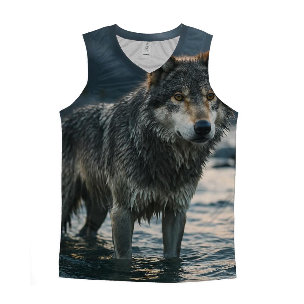 River Sentinel Wolf cotton sleeveless tops