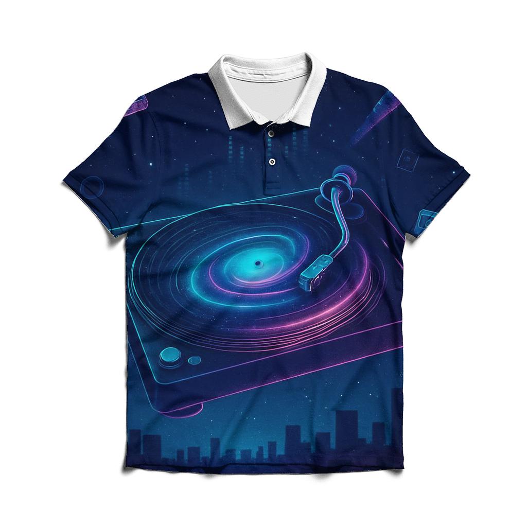 Neon Turntable Galaxy embroidered polo tops