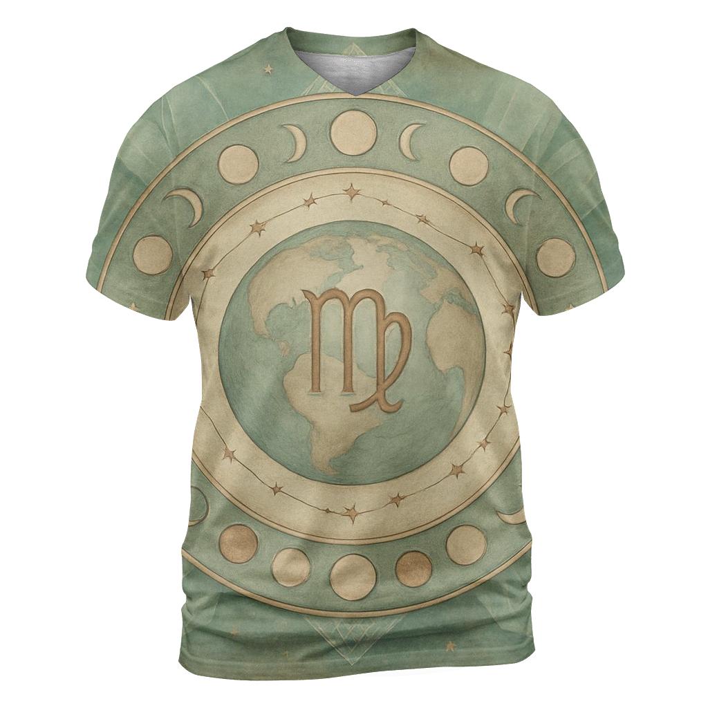 Lunar Virgo Earth Mandala creative print fashion shirts