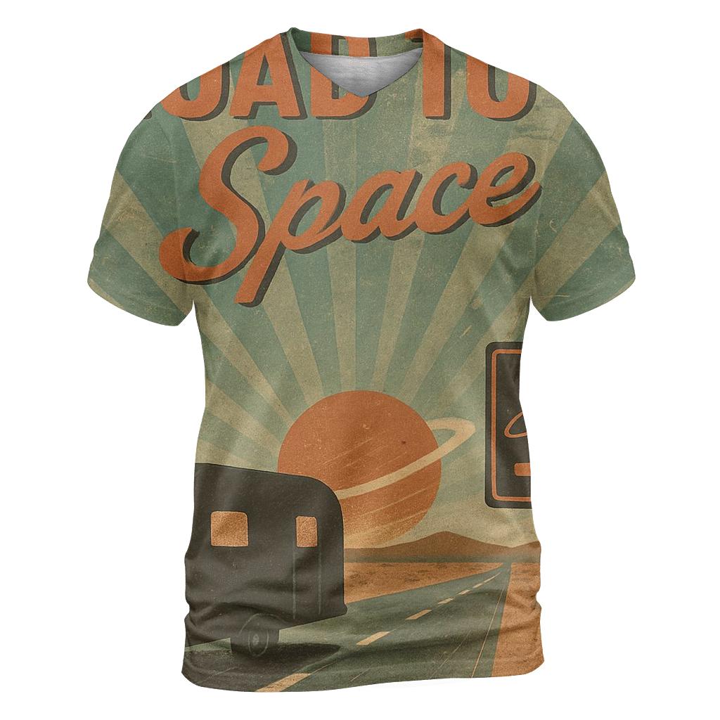 Retro Cosmic Roadtrip Poster custom all-over print shirts