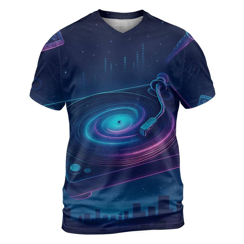 Neon Turntable Galaxy personalized full print shirts