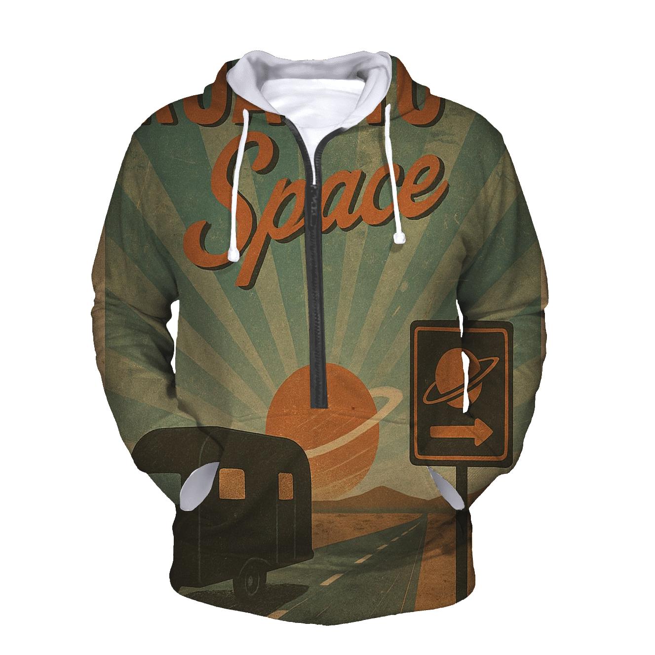 Retro Cosmic Roadtrip Poster embroidered hoodies