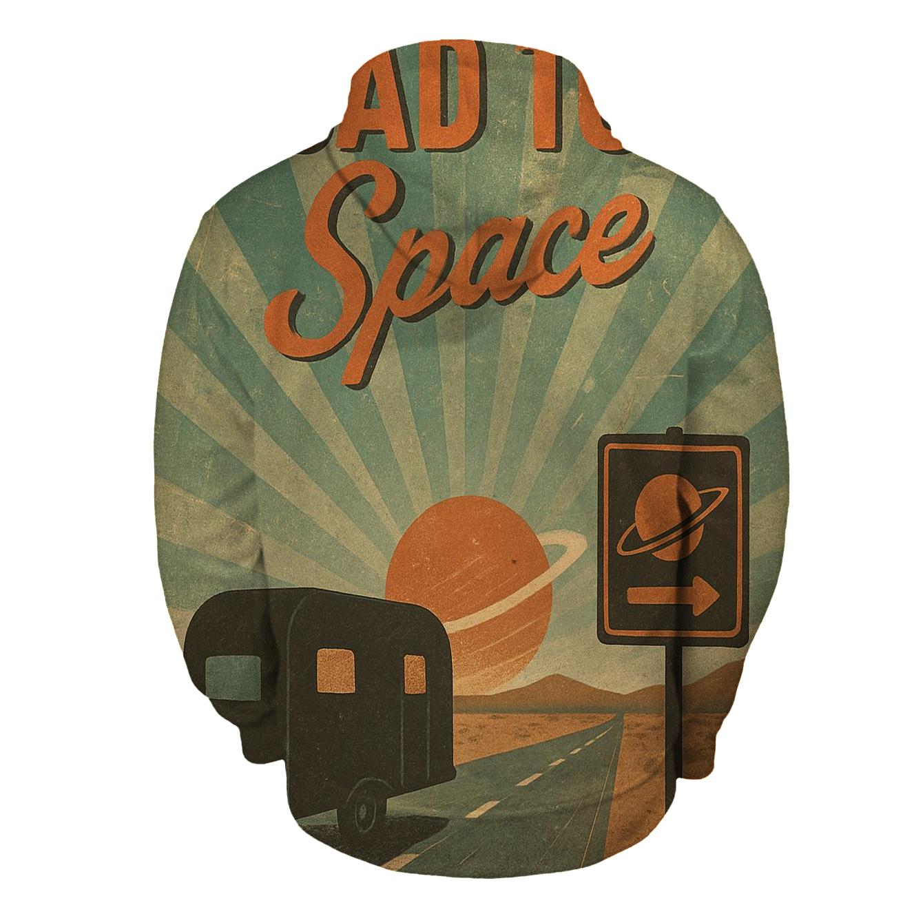 Retro Cosmic Roadtrip Poster embroidered hoodies
