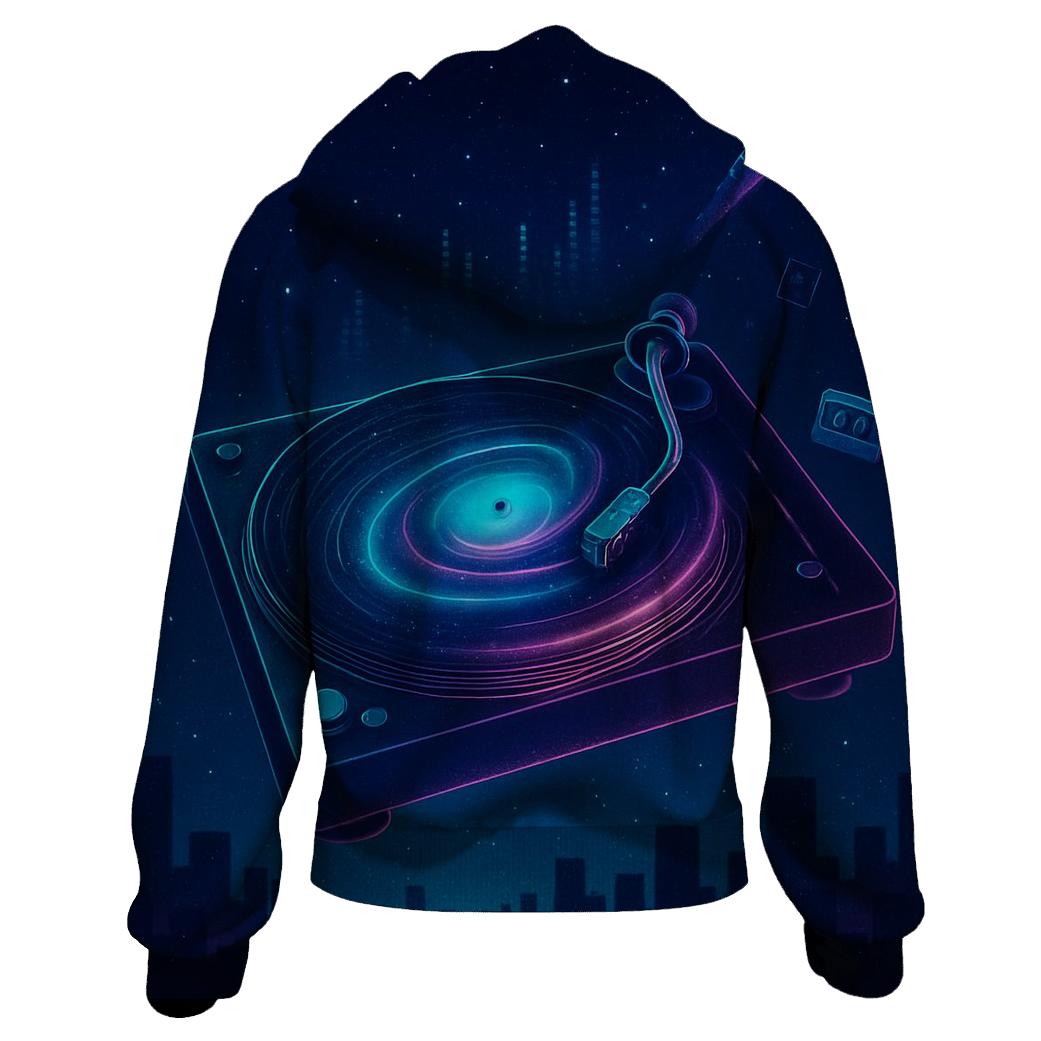 Neon Turntable Galaxy embroidered hoodies