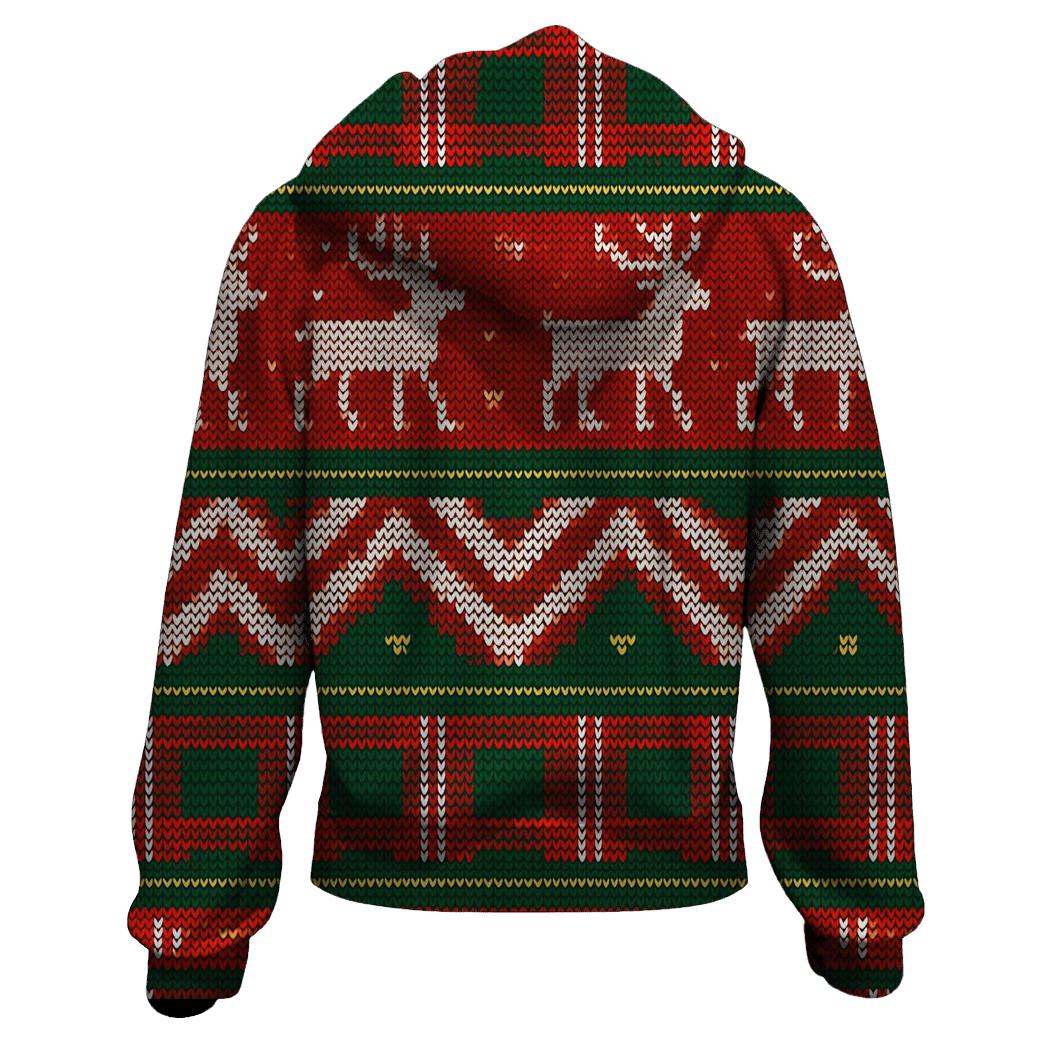 Tinsel Tartan Reindeer Row Design zip-up hoodies