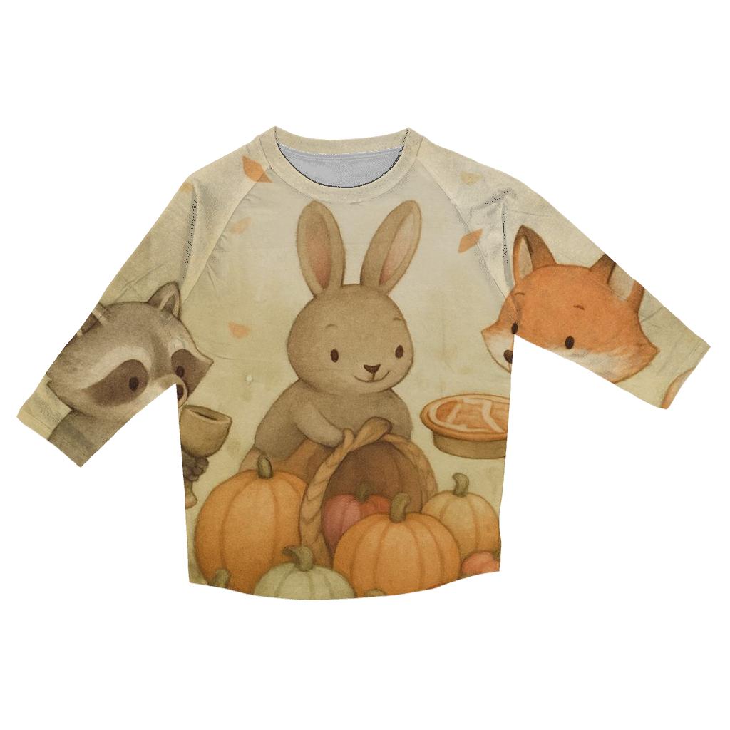Cornucopia Of Woodland Friends cotton quarter sleeve shirts