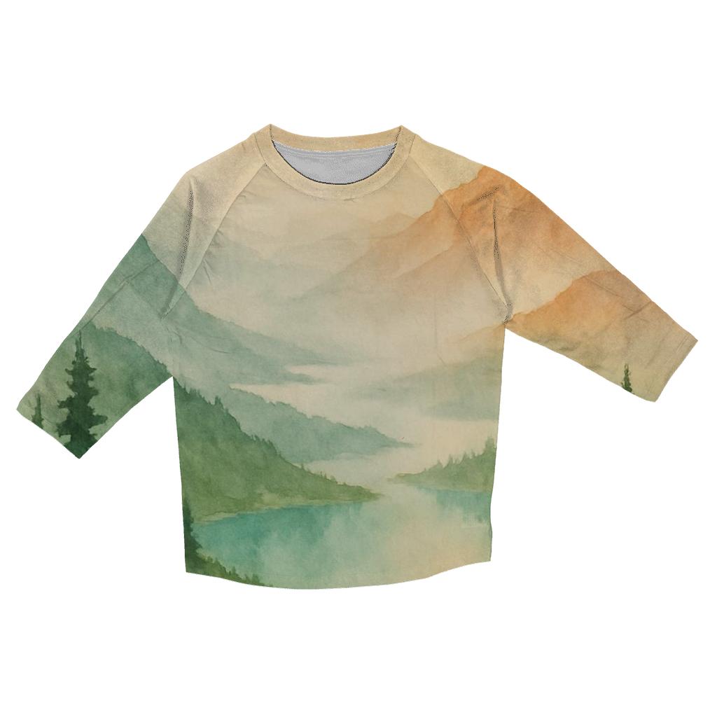 Tricolor Alpine Watercolor fashion 3/4 sleeve shirts