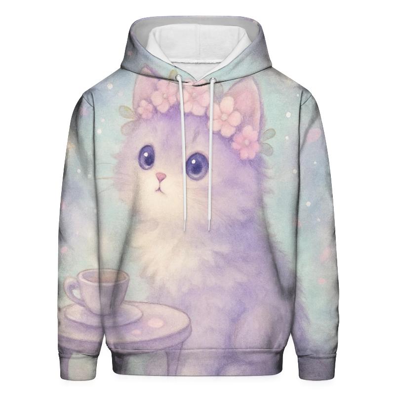 Moonlit Tea Party Cat zip-up hoodies