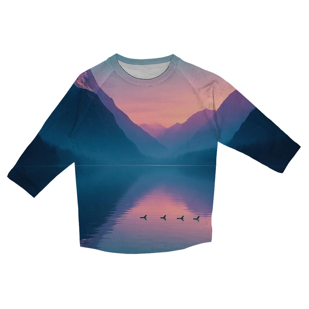 Cerulean Mountain Afterglow cotton quarter sleeve shirts