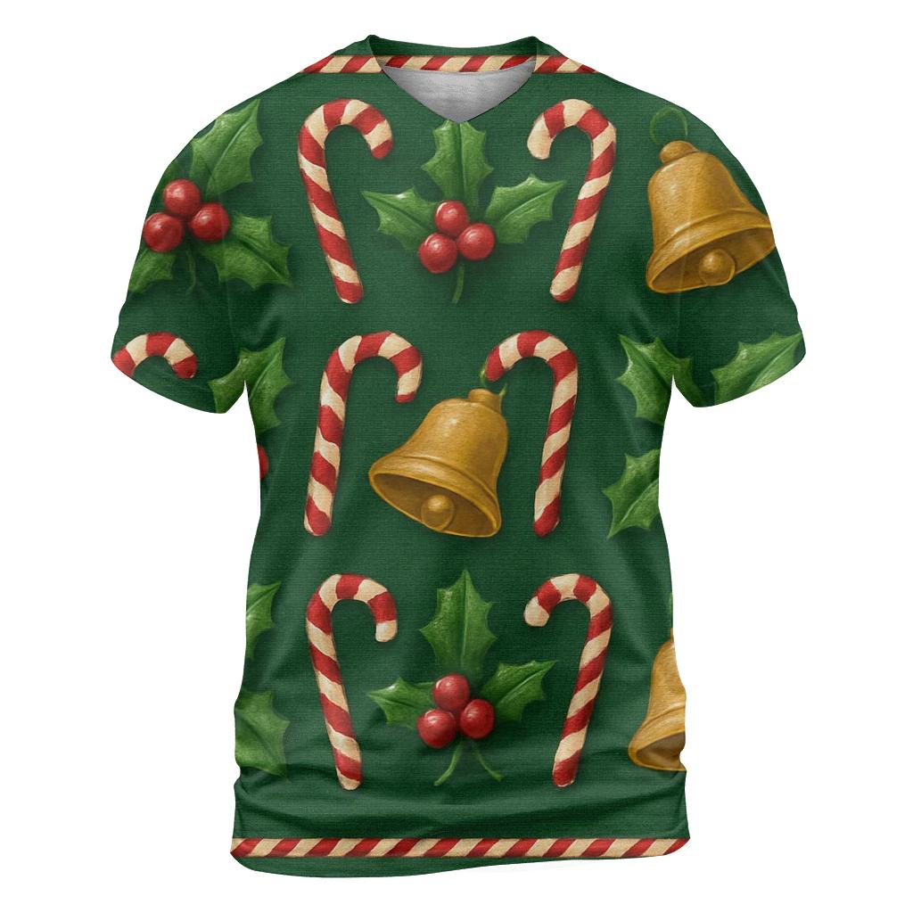 Crimson Holly Grid On Deep Green Background designer pattern shirts