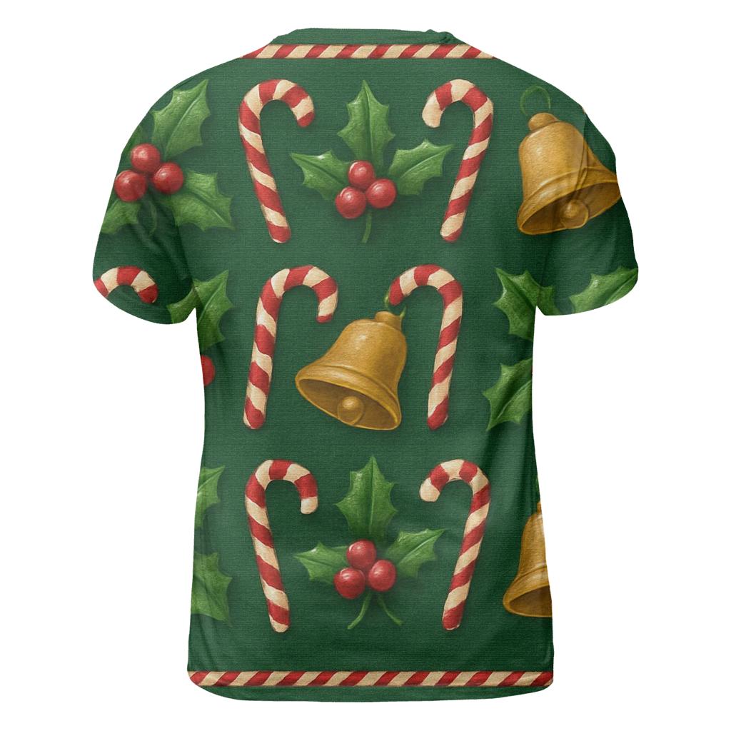 Crimson Holly Grid On Deep Green Background designer pattern shirts