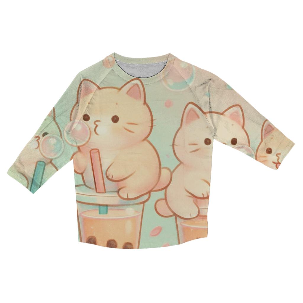 Bubble Tea Kitten Parade personalized 3/4 sleeve tees
