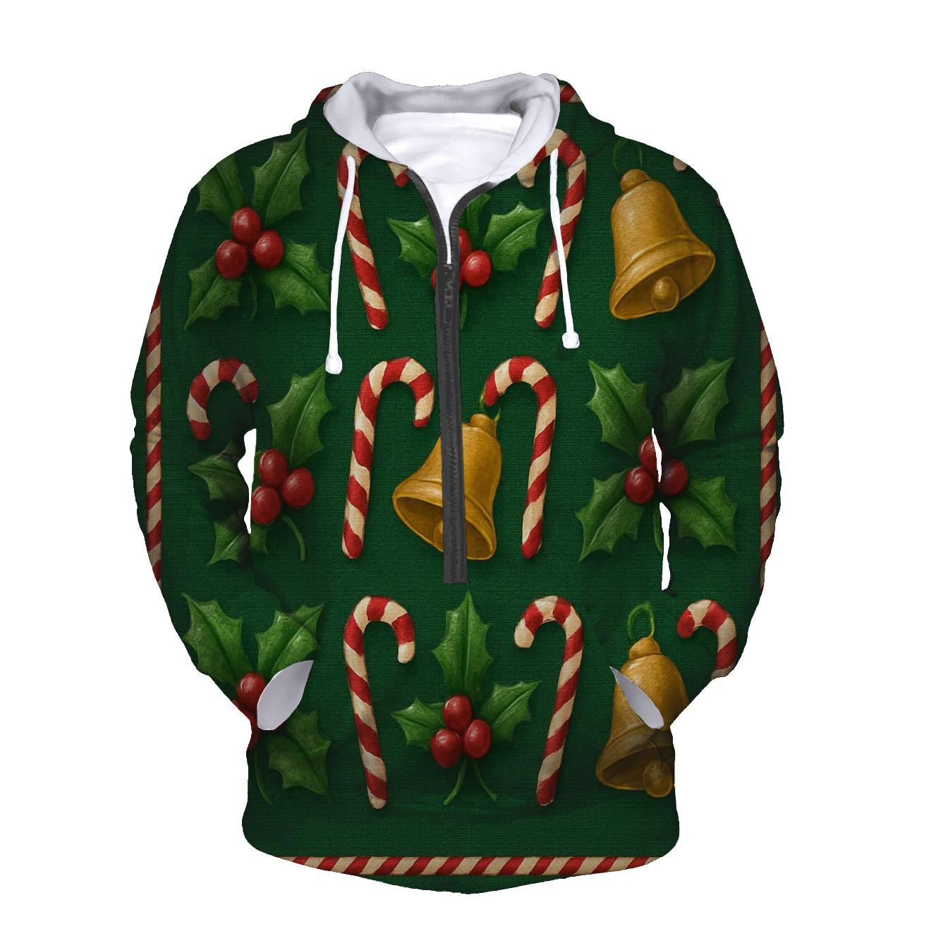 Crimson Holly Grid On Deep Green Background pullover hoodies
