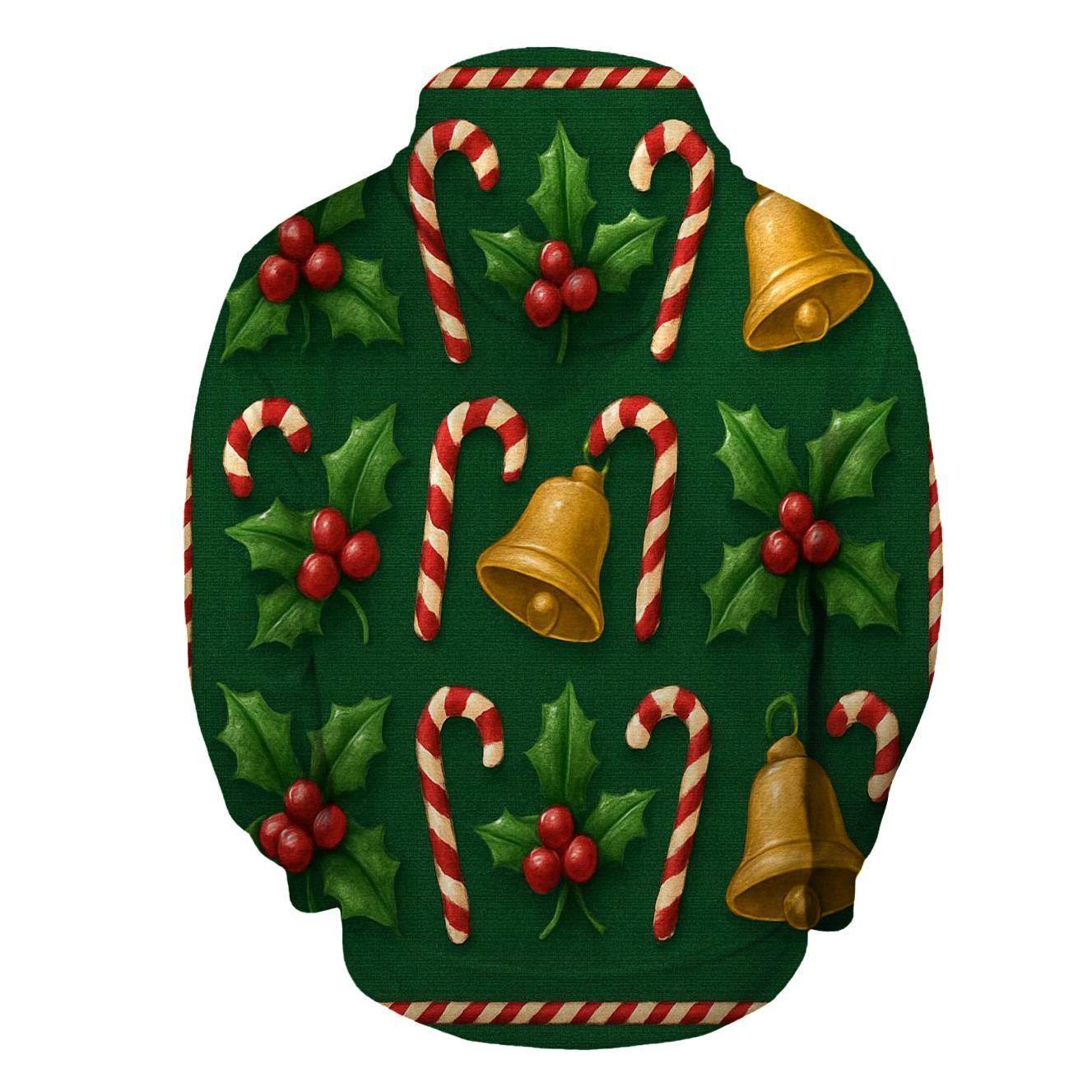 Crimson Holly Grid On Deep Green Background pullover hoodies