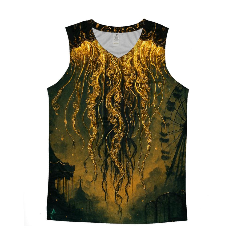Gilded Jellyfish Nebula graphic print tank tops