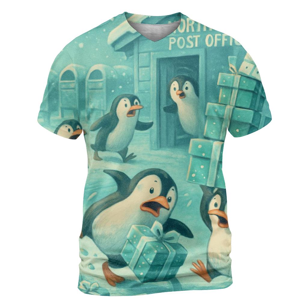Penguin Post Office Panic artistic all-over print tops
