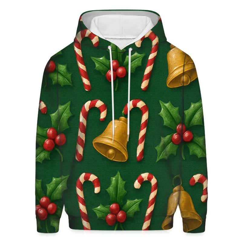 Crimson Holly Grid On Deep Green Background designer hoodies