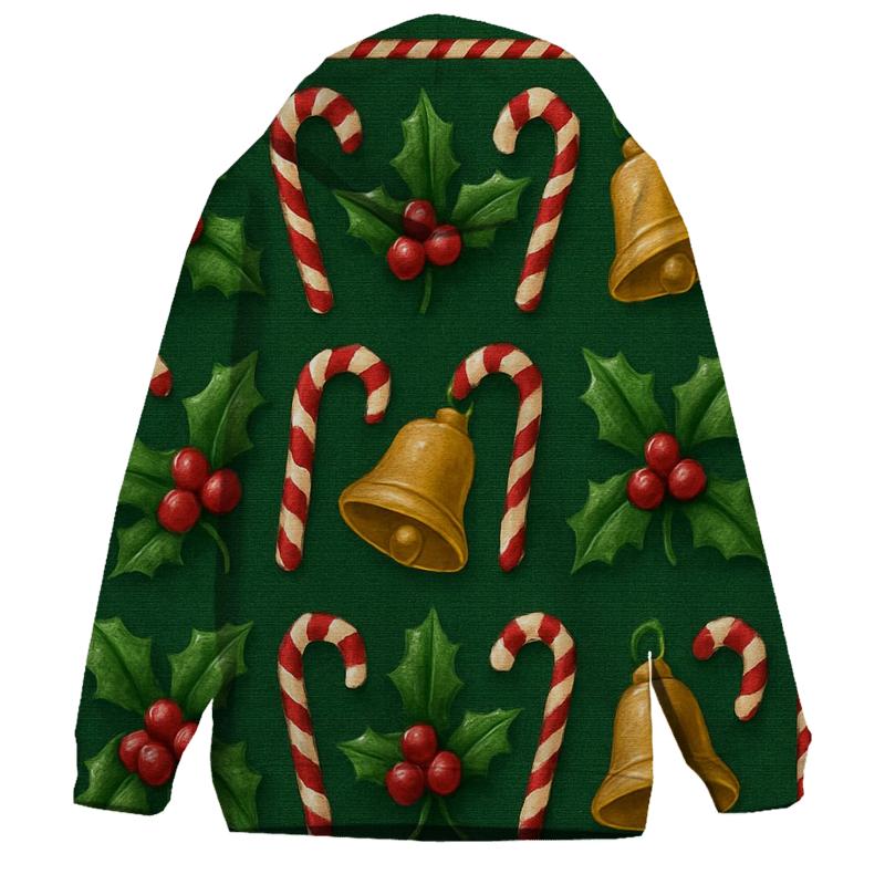 Crimson Holly Grid On Deep Green Background designer hoodies