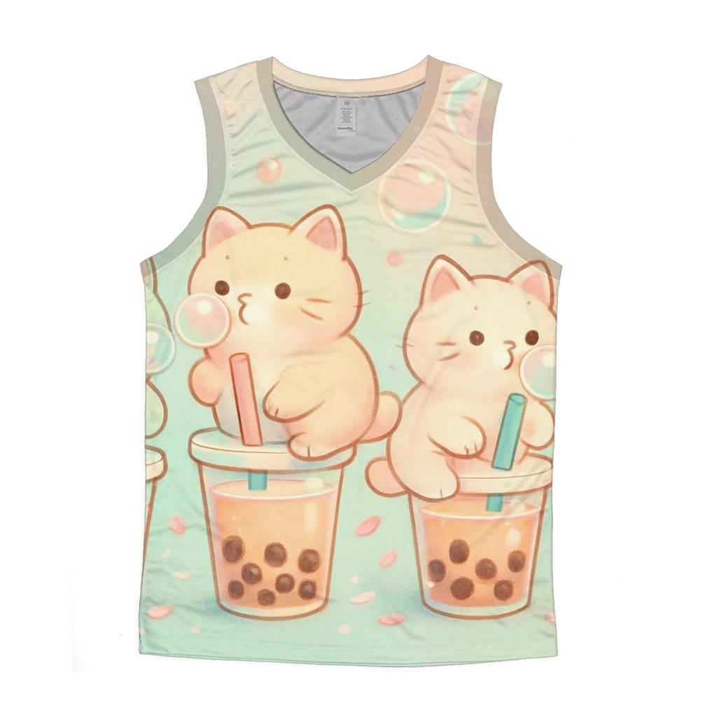 Bubble Tea Kitten Parade casual summer tank tops