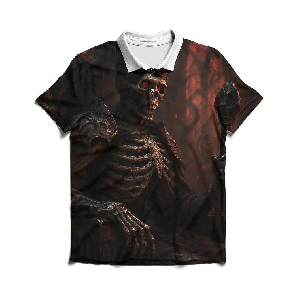 Ashen Throne Of The Bone King premium cotton polo shirts