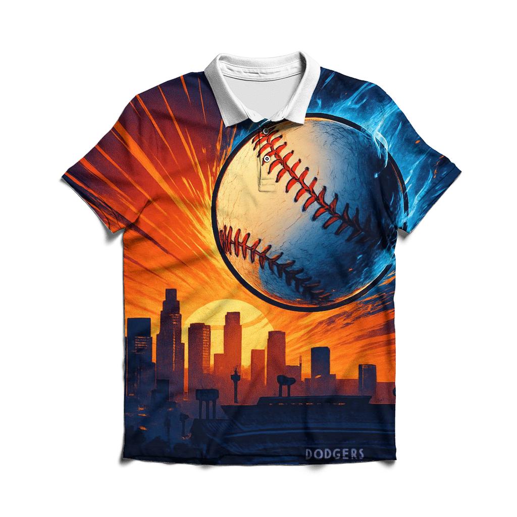 Skyline Fastball Burst embroidered polo tops