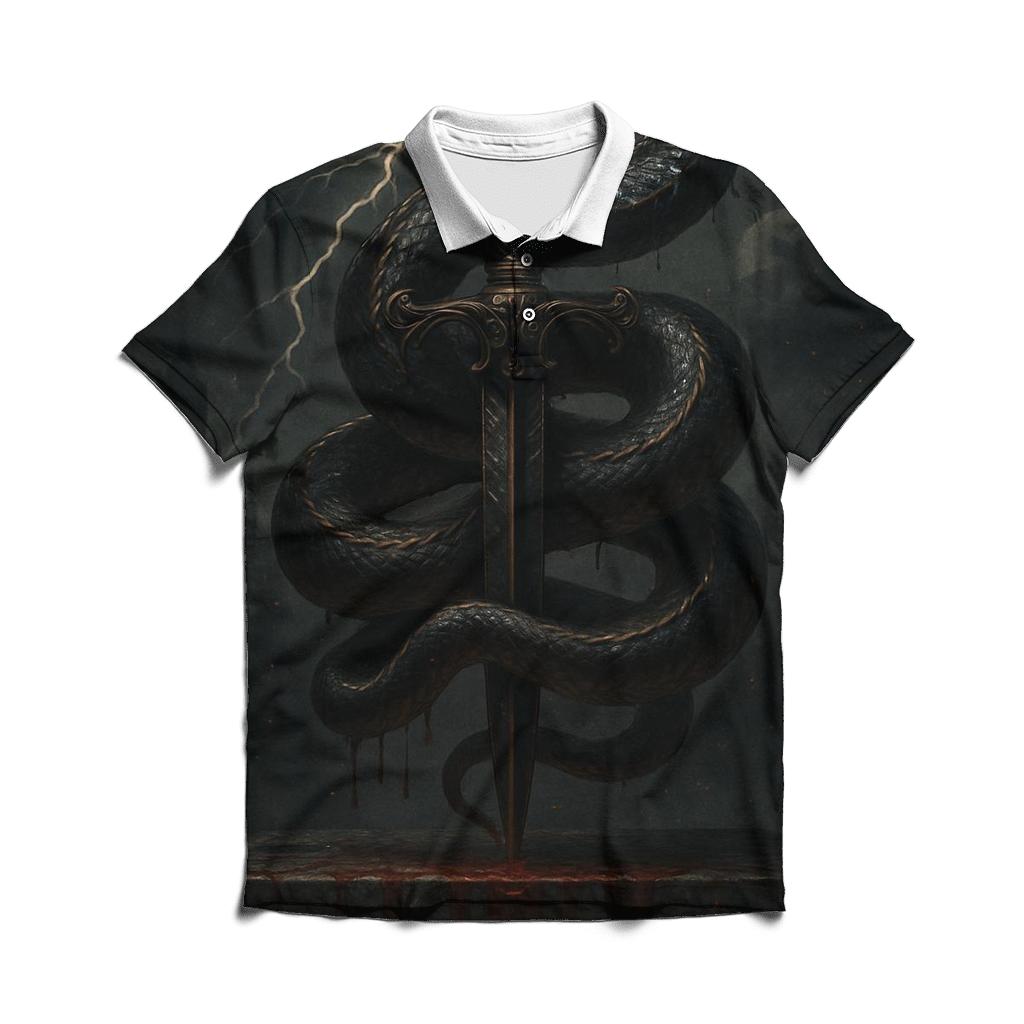 Serpent And Dagger Eclipse embroidered polo tops